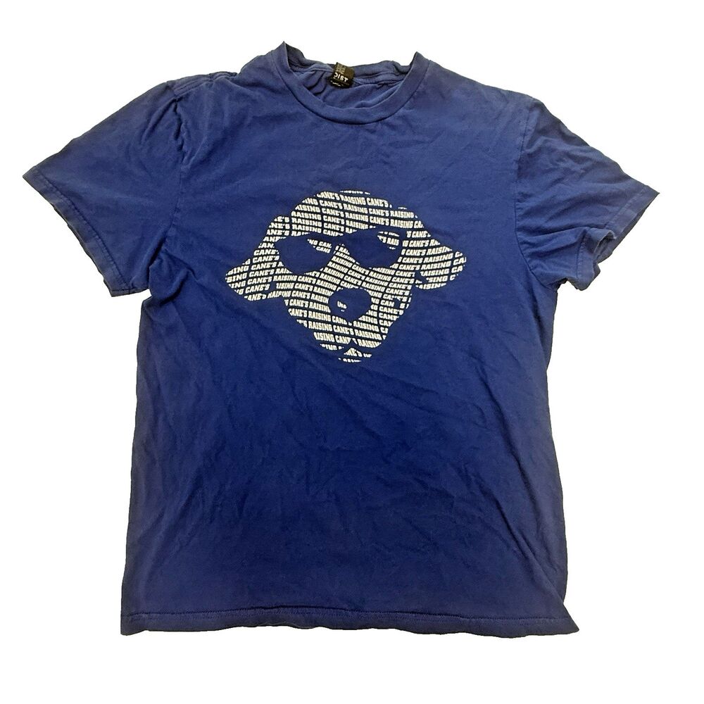 Raising Canes Crew Shirt Small Mens Blue District 100% Cotton Employee Tee EUC